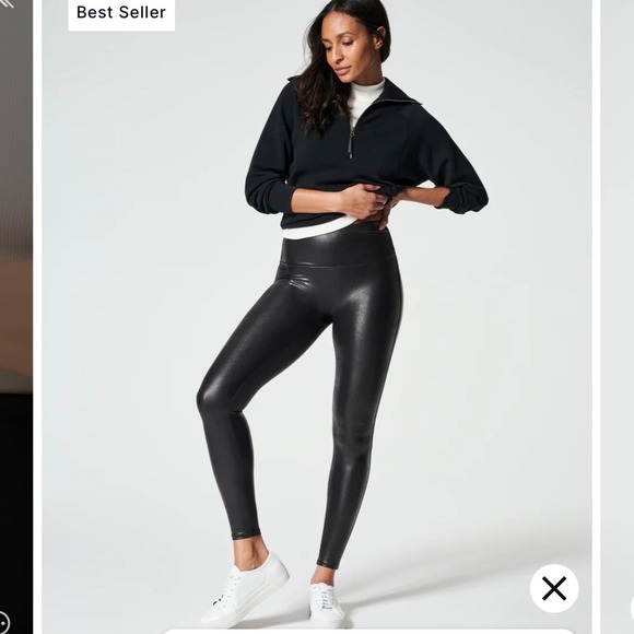 NWT Spanx Faux Leather PETITE Leggings size XL PETITE in Black - Picture 8 of 11